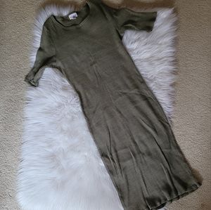 LuLaRoe Julia Bodycon Half Sleeve Midi Dress Olive Heather Large